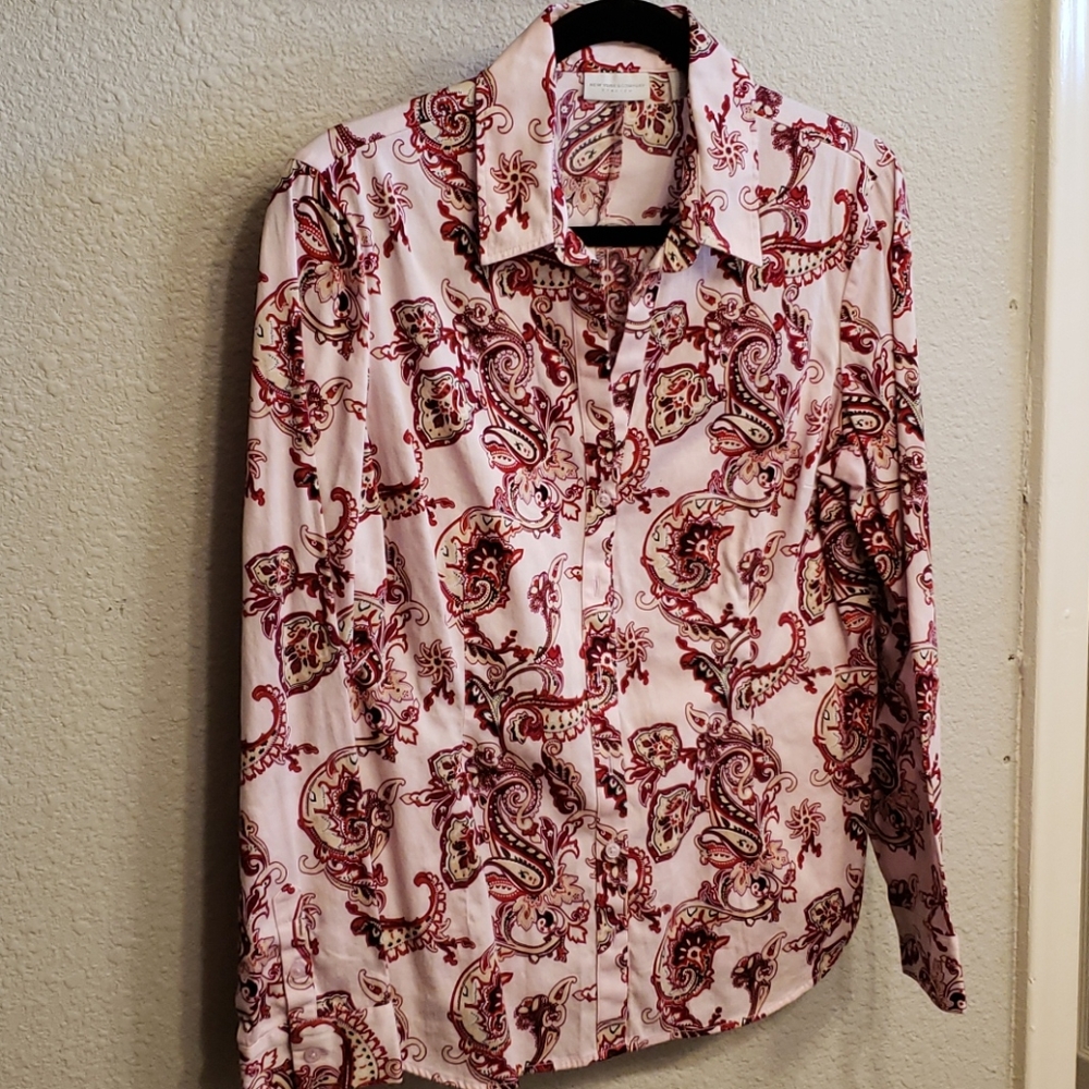 Long sleeve soft pink blouse